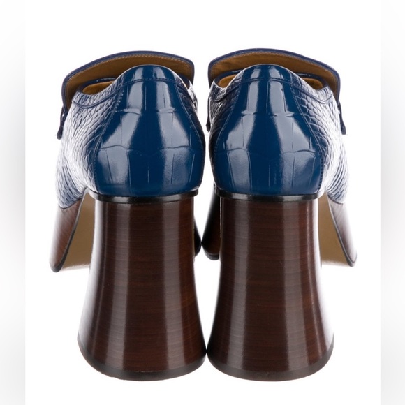 GUCCI NWT NIB royal blue leather horsebit accent platform loafer heels sz 42 - Picture 5 of 6